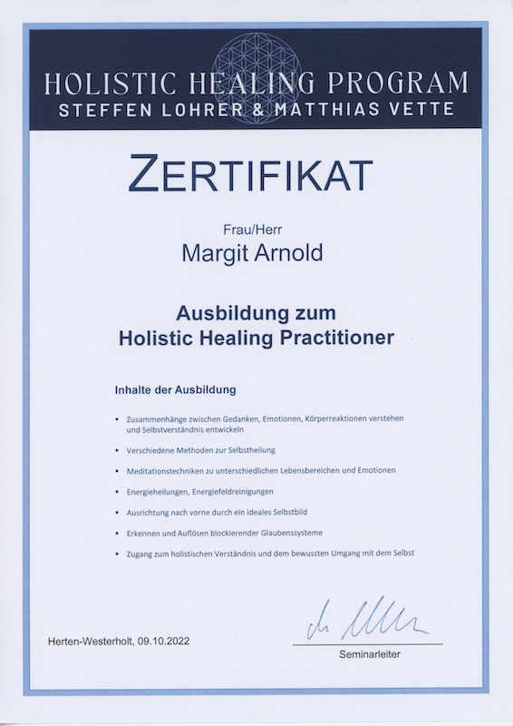 Holistic Healing Ausbildung - Margit Arnold